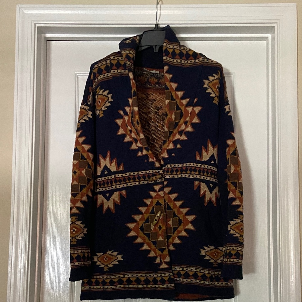 Navy Aztec Pattern Cardigan